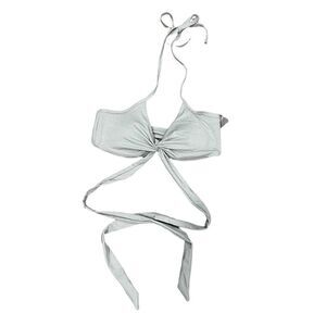 NWT Aerie Shimmer Silver Bridget Strappy Bikini Top w/ Cups
